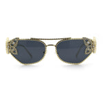 Luxury Womens Heavy Rhinestone Iced Out Cat Eye Metal Sunglasses