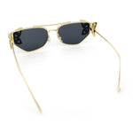 Luxury Womens Heavy Rhinestone Iced Out Cat Eye Metal Sunglasses