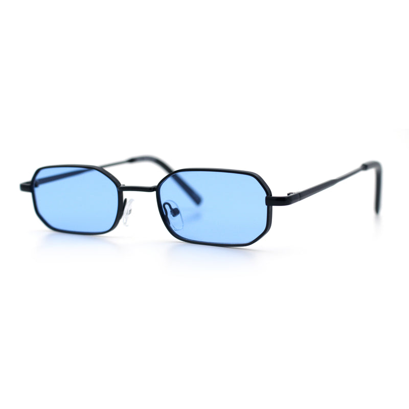 Timless Iconic Hipster Metal Rim Narrow Rectangle Snug Hustler Sunglasses