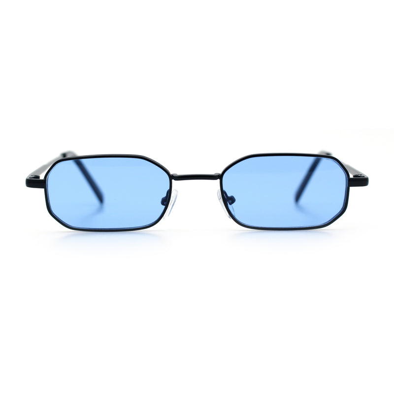 Timless Iconic Hipster Metal Rim Narrow Rectangle Snug Hustler Sunglasses