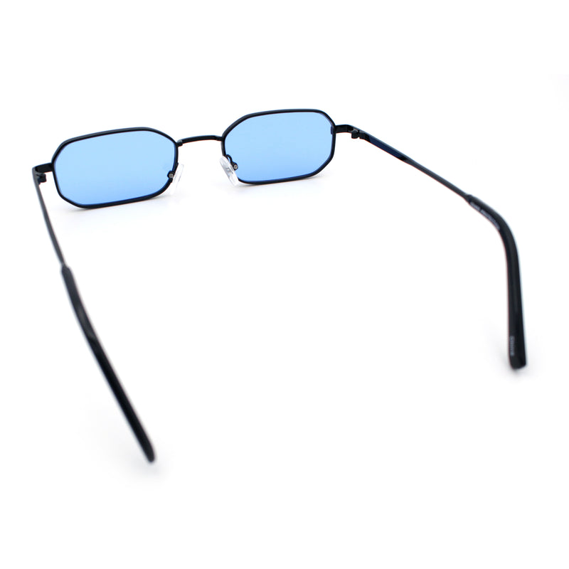 Timless Iconic Hipster Metal Rim Narrow Rectangle Snug Hustler Sunglasses