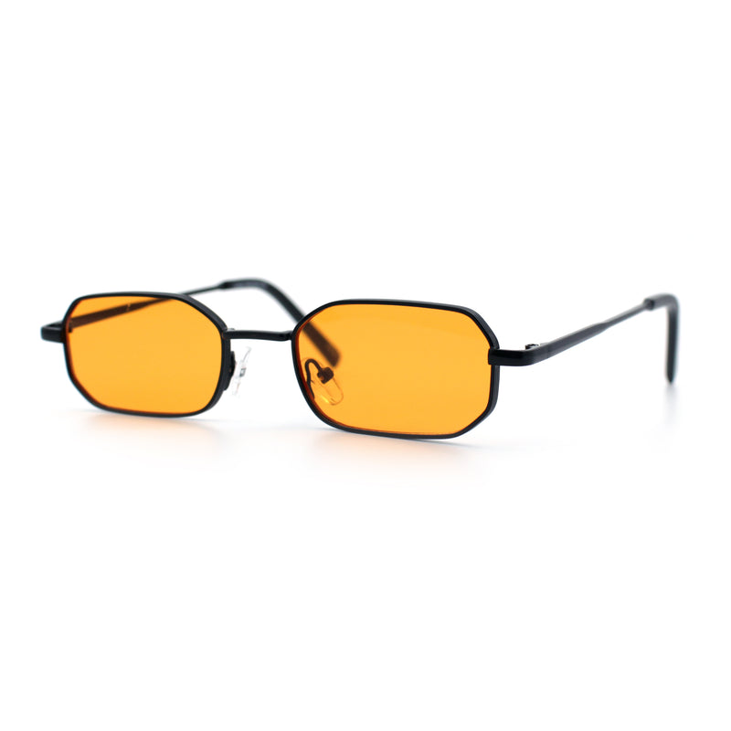 Timless Iconic Hipster Metal Rim Narrow Rectangle Snug Hustler Sunglasses