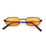 Timless Iconic Hipster Metal Rim Narrow Rectangle Snug Hustler Sunglasses