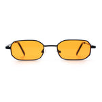 Timless Iconic Hipster Metal Rim Narrow Rectangle Snug Hustler Sunglasses