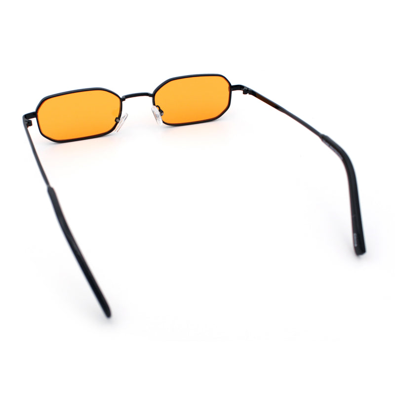 Timless Iconic Hipster Metal Rim Narrow Rectangle Snug Hustler Sunglasses