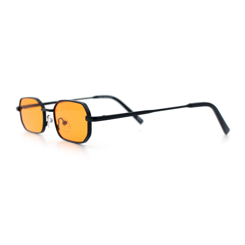 Timless Iconic Hipster Metal Rim Narrow Rectangle Snug Hustler Sunglasses