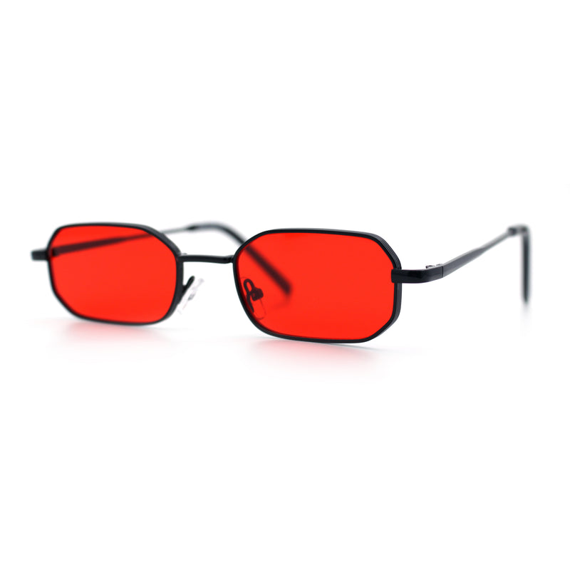 Timless Iconic Hipster Metal Rim Narrow Rectangle Snug Hustler Sunglasses