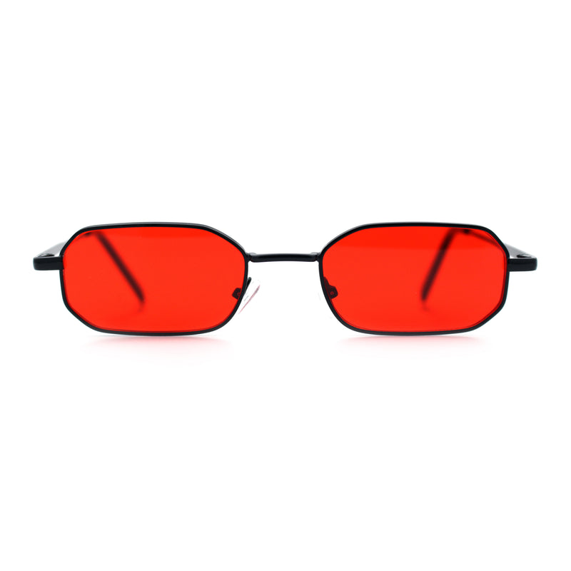 Timless Iconic Hipster Metal Rim Narrow Rectangle Snug Hustler Sunglasses