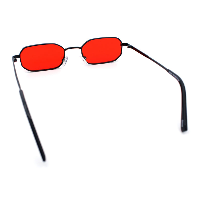 Timless Iconic Hipster Metal Rim Narrow Rectangle Snug Hustler Sunglasses
