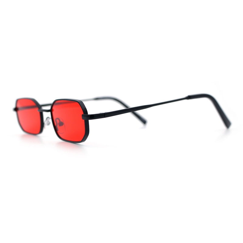 Timless Iconic Hipster Metal Rim Narrow Rectangle Snug Hustler Sunglasses