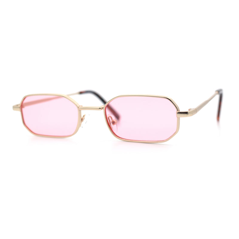 Timless Iconic Hipster Metal Rim Narrow Rectangle Snug Hustler Sunglasses
