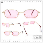 Timless Iconic Hipster Metal Rim Narrow Rectangle Snug Hustler Sunglasses