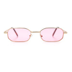 Timless Iconic Hipster Metal Rim Narrow Rectangle Snug Hustler Sunglasses
