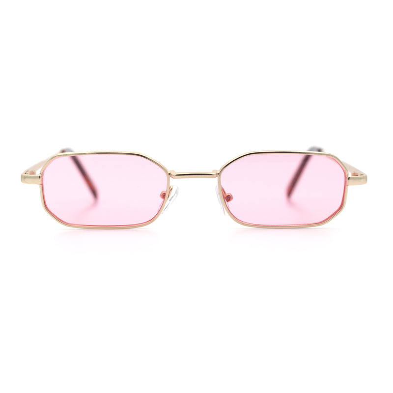Timless Iconic Hipster Metal Rim Narrow Rectangle Snug Hustler Sunglasses