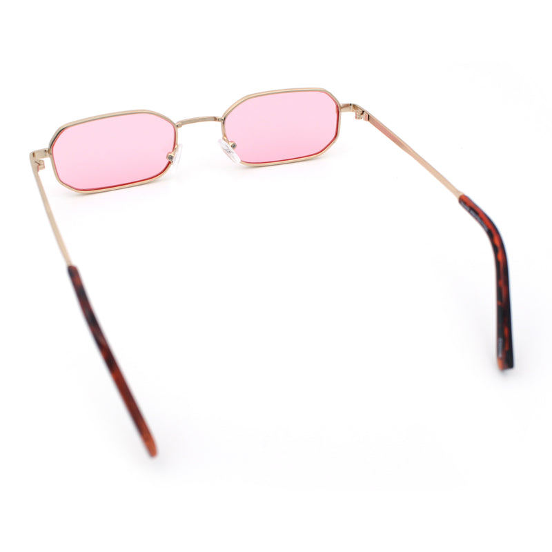 Timless Iconic Hipster Metal Rim Narrow Rectangle Snug Hustler Sunglasses