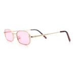 Timless Iconic Hipster Metal Rim Narrow Rectangle Snug Hustler Sunglasses