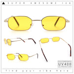 Timless Iconic Hipster Metal Rim Narrow Rectangle Snug Hustler Sunglasses