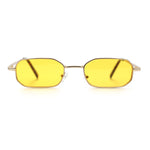 Timless Iconic Hipster Metal Rim Narrow Rectangle Snug Hustler Sunglasses