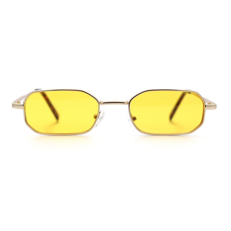 Timless Iconic Hipster Metal Rim Narrow Rectangle Snug Hustler Sunglasses