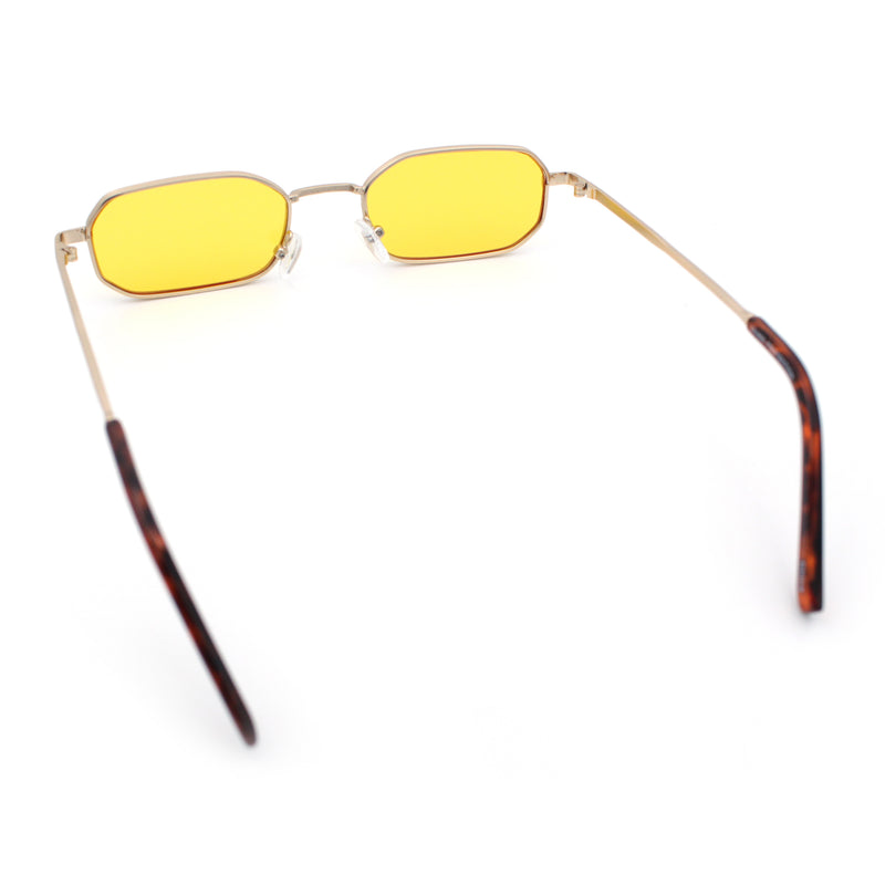 Timless Iconic Hipster Metal Rim Narrow Rectangle Snug Hustler Sunglasses