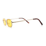Timless Iconic Hipster Metal Rim Narrow Rectangle Snug Hustler Sunglasses