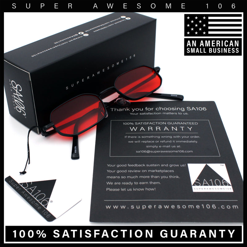 Timless Iconic Hipster Metal Rim Narrow Rectangle Snug Hustler Sunglasses