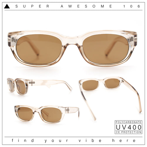 Mod Fashion Bevel Oval Rectangle Subtle Horn Rim Plastic Sunglasses