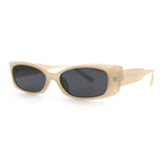 Womens Narrow Rectangle Subtle Cat Eye Retro Plastic Sunglasses