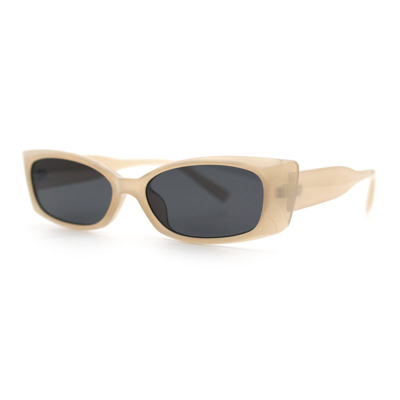 Womens Narrow Rectangle Subtle Cat Eye Retro Plastic Sunglasses