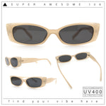 Womens Narrow Rectangle Subtle Cat Eye Retro Plastic Sunglasses
