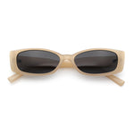 Womens Narrow Rectangle Subtle Cat Eye Retro Plastic Sunglasses