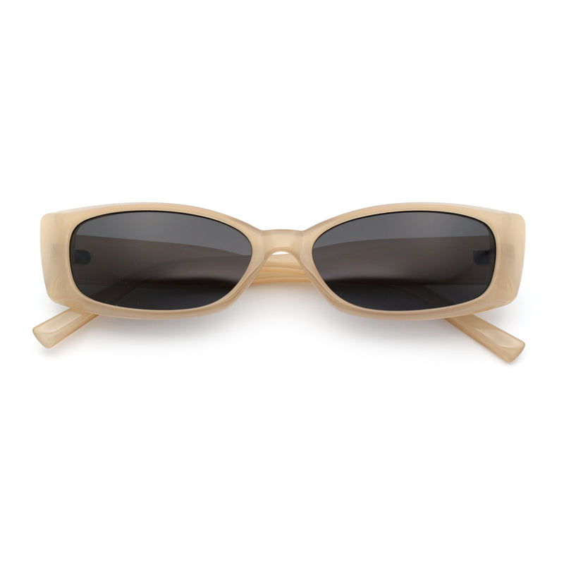Womens Narrow Rectangle Subtle Cat Eye Retro Plastic Sunglasses