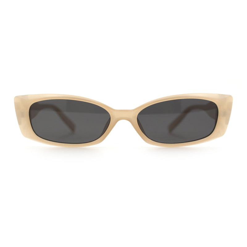 Womens Narrow Rectangle Subtle Cat Eye Retro Plastic Sunglasses