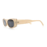 Womens Narrow Rectangle Subtle Cat Eye Retro Plastic Sunglasses