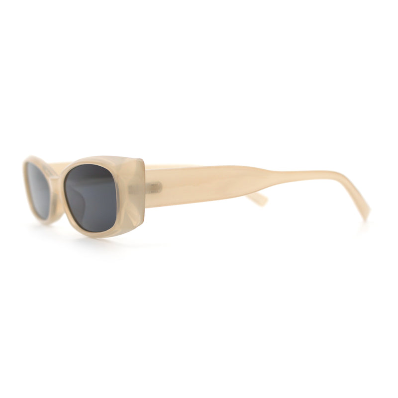 Womens Narrow Rectangle Subtle Cat Eye Retro Plastic Sunglasses
