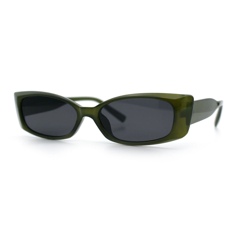 Womens Narrow Rectangle Subtle Cat Eye Retro Plastic Sunglasses