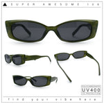 Womens Narrow Rectangle Subtle Cat Eye Retro Plastic Sunglasses