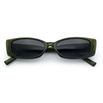 Womens Narrow Rectangle Subtle Cat Eye Retro Plastic Sunglasses