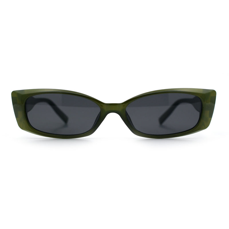 Womens Narrow Rectangle Subtle Cat Eye Retro Plastic Sunglasses