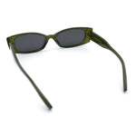 Womens Narrow Rectangle Subtle Cat Eye Retro Plastic Sunglasses