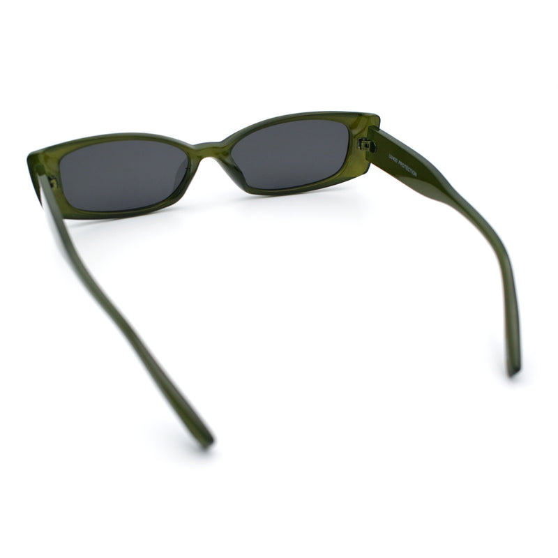 Womens Narrow Rectangle Subtle Cat Eye Retro Plastic Sunglasses