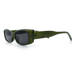 Womens Narrow Rectangle Subtle Cat Eye Retro Plastic Sunglasses