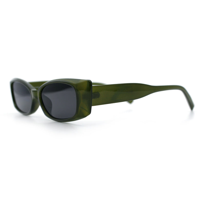 Womens Narrow Rectangle Subtle Cat Eye Retro Plastic Sunglasses