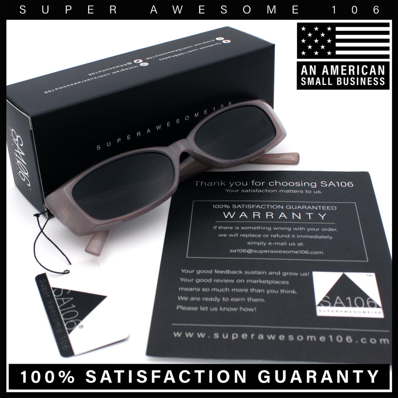 Womens Narrow Rectangle Subtle Cat Eye Retro Plastic Sunglasses