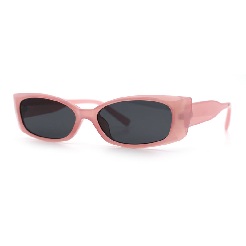 Womens Narrow Rectangle Subtle Cat Eye Retro Plastic Sunglasses