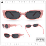Womens Narrow Rectangle Subtle Cat Eye Retro Plastic Sunglasses