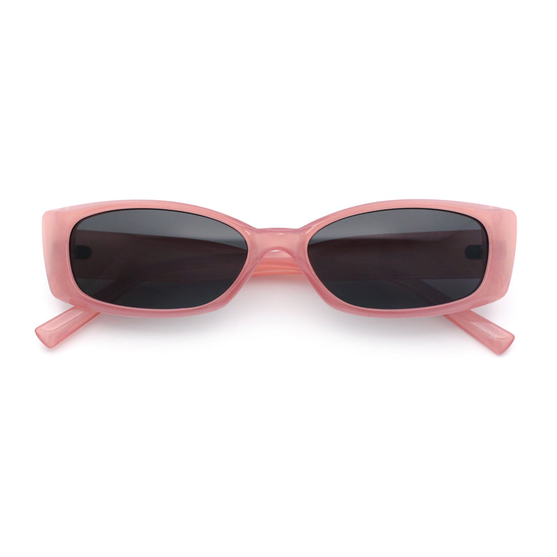 Womens Narrow Rectangle Subtle Cat Eye Retro Plastic Sunglasses