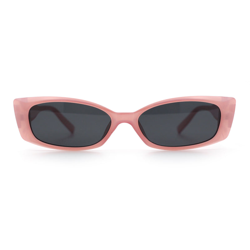 Womens Narrow Rectangle Subtle Cat Eye Retro Plastic Sunglasses