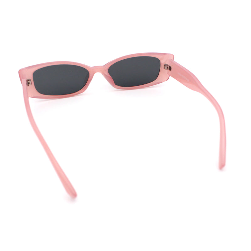 Womens Narrow Rectangle Subtle Cat Eye Retro Plastic Sunglasses