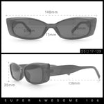 Womens Narrow Rectangle Subtle Cat Eye Retro Plastic Sunglasses